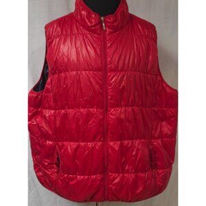 Janina Womens Sz 56 Red Quilted Zip Lightweight Pockets Heart Lining Puffer Vest